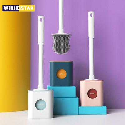 Toilettenbürsten Langstielige Toilettenreinigungsbürste Silikon-WC-Flachkopf Flexible weiche Borstenbürste Badezimmerzubehör