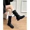 Niche Retro Pleated Thick-soled Stacking Boots Women's Medium Boots Pant Tube Boots Knight Boots Western Boots