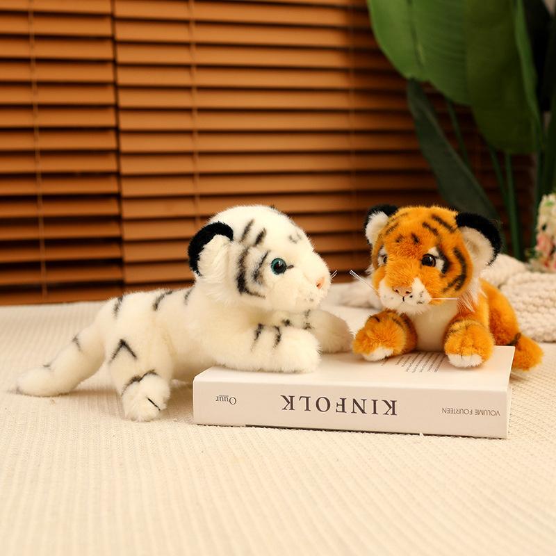 Bai Fen Bai Dolls And Toys White Cute Simulation Lying Down Little Tiger Doll Plush Toy Tiger Siberian Tiger Doll Children's Doll Doll