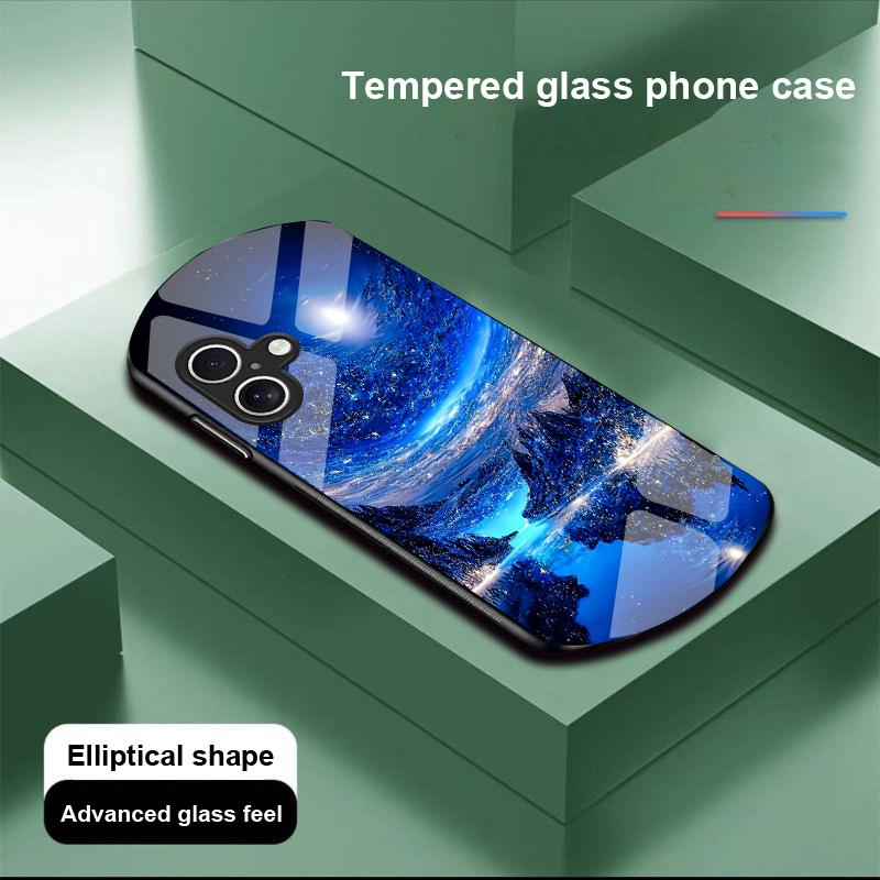 Pyramid Starry Sky For Apple IPhone 16 11 13 15 14 Pro Max 12 Mini 7 8 Plus XR X XS Elliptical Shaped Tempered Glass Phone Case