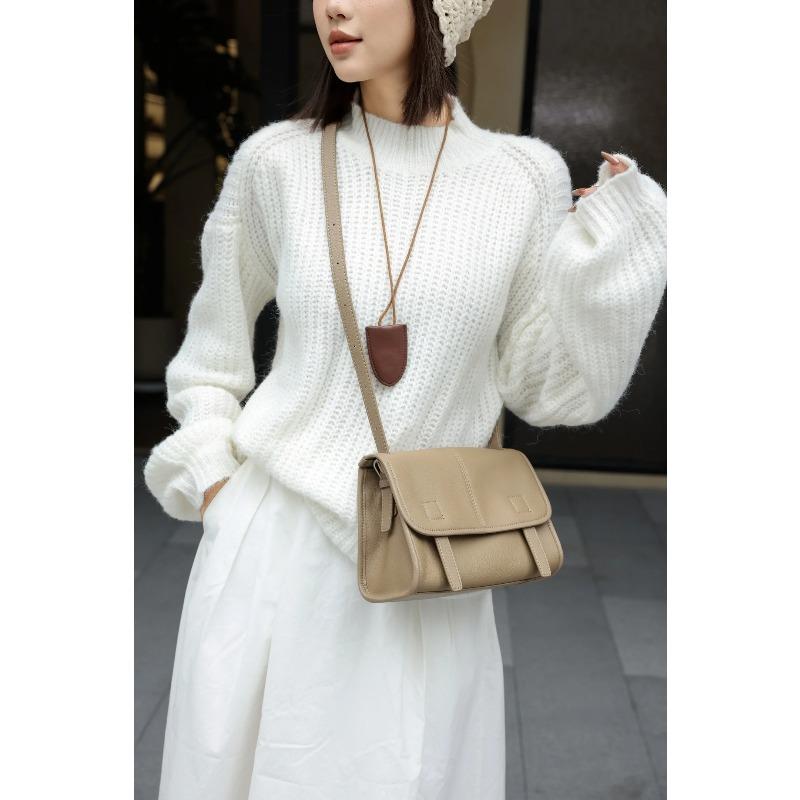 Genuine Grade Leather Women Shoulder Crossbody Small Square Bags Luxury Designer Brand Female Fashi Postman's Bag Cowhide New