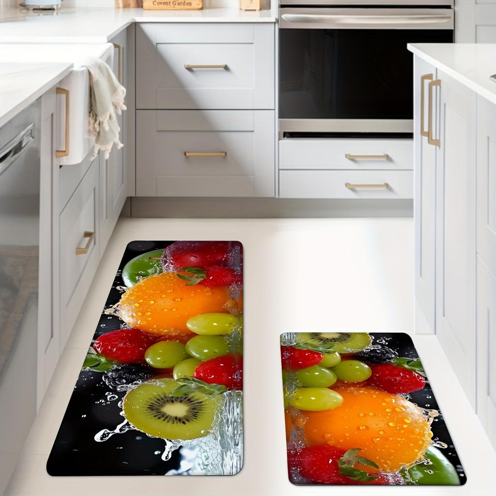 1Pcs Fruits Pattern Kitchen Rug Anti-Fatigue Kitchen Rug Waterproof Non-Slip Rugs Set Runner Rug Bedside Rug Absorbent Carpet