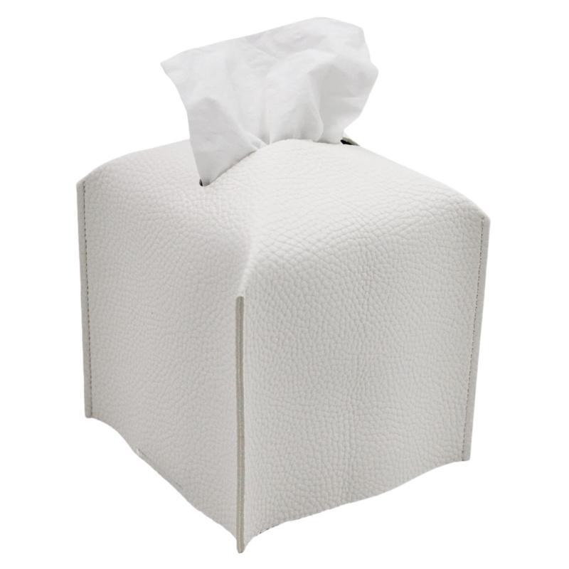 Square PU Leather Tissue Box Holder Modern Decorative Waterproof Organizer for Home End Table Office Countertop Car RV