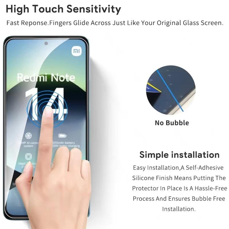 [4+4] 8Pcs Camera Lens Film+Screen Protector Tempered Glass For Xiaomi Redmi Note 14 13 Pro 4G 5G Redmi 13C 14C A5 For Xiaomi 14T POCO X6 M6 Pro