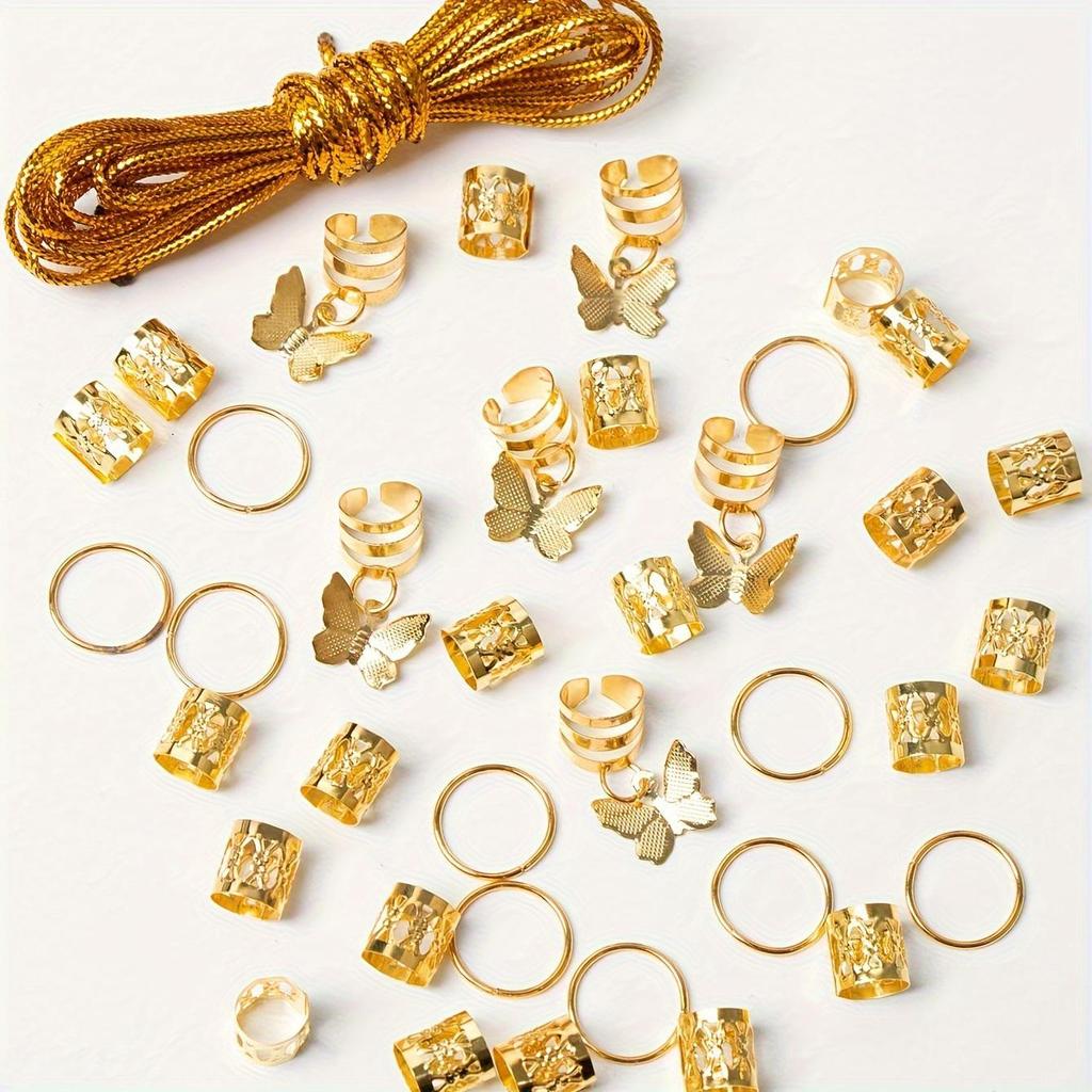 36pcs Butterfly Dreadlock Hair Rings - Stylish and Popular European & American Design