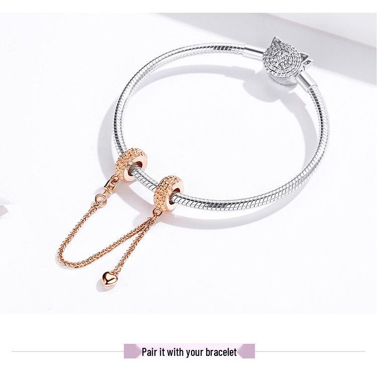 S925 Silver Ziyun Beaded Bracelet with Silicone Accessories and Tire Safety Chain