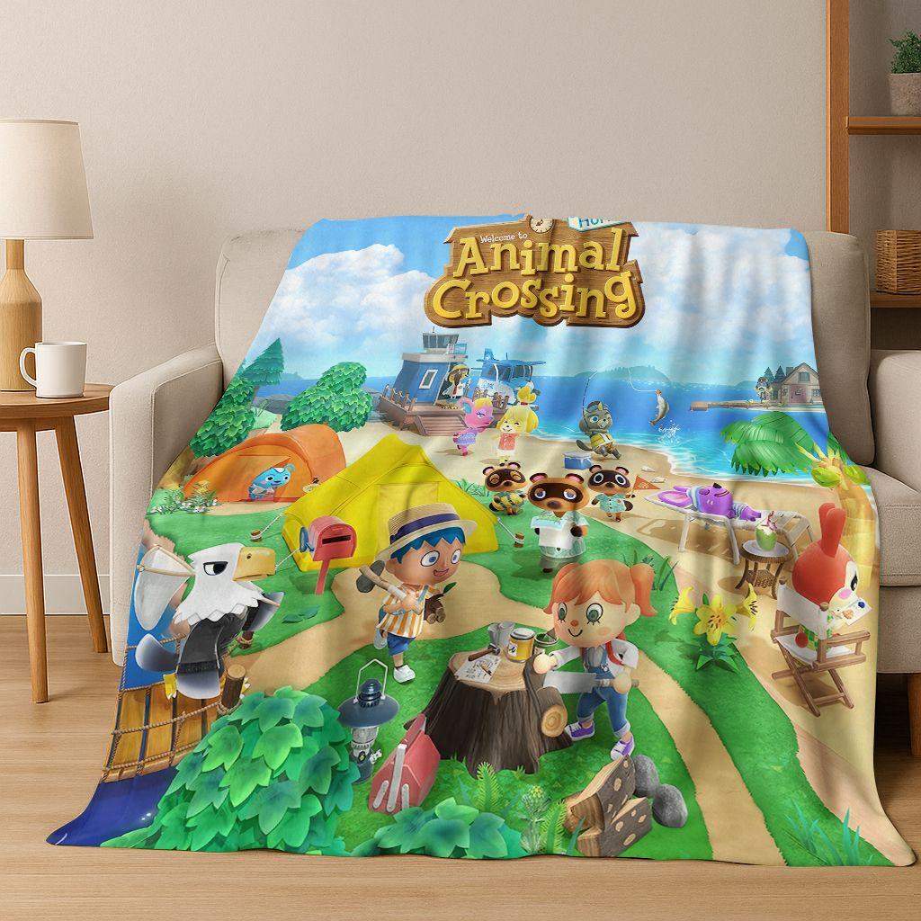 

Game Animal Crossing Wild World Cartoon Flannel Blanket,Cozy Soft Throw Blanket for Home Bedroom Bed Sofa Picnic Cover Gift Kids 75x90cm