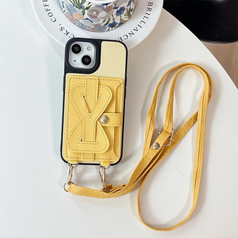 Armband Einfarbig Kartenhalter Münzfach Handyhülle für Apple 17promax Umhängekordel für IPhone16pro Leder