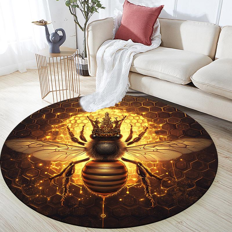 Bee,Round Area Rug,Carpet Rug for Living Room Bedroom Sofa Playroom Decor,Non-slip Floor Mat