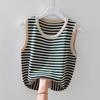 Women's Ice Silk Striped Knitted Strappy Tank Top