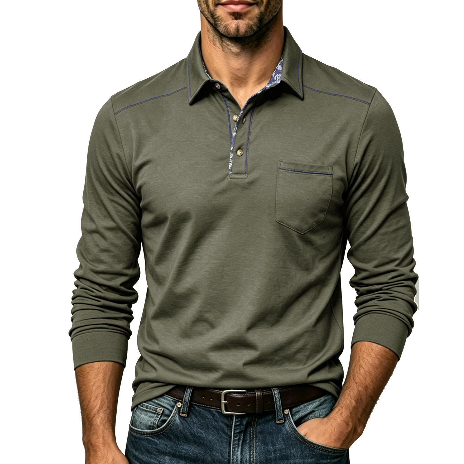 Men s Long Sleeve Button Down Shirt - Pocket Casual Shirt, Collar, Fit L