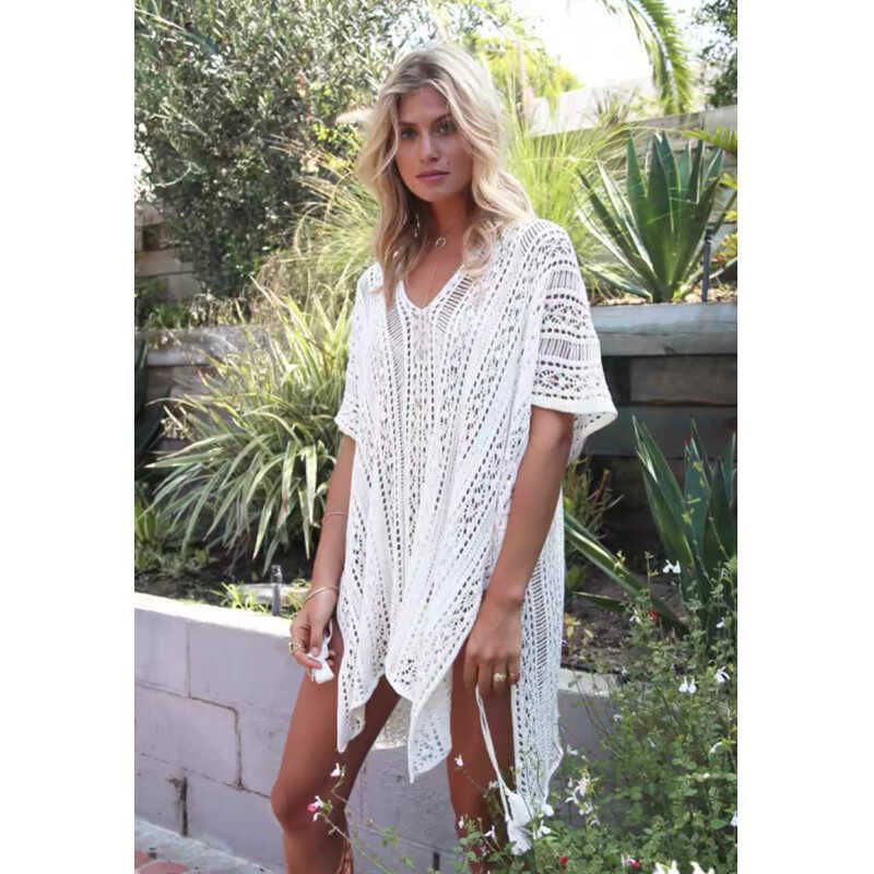 

Блузка-бикини Свободная Оверсайз Вязаная С вырезами Вязаная Крючком Пляжная Куртка Женская Летняя Одежда для Защиты от Солнца Одежда для Купания в Горячих Источниках Верхняя Одежда White All yards