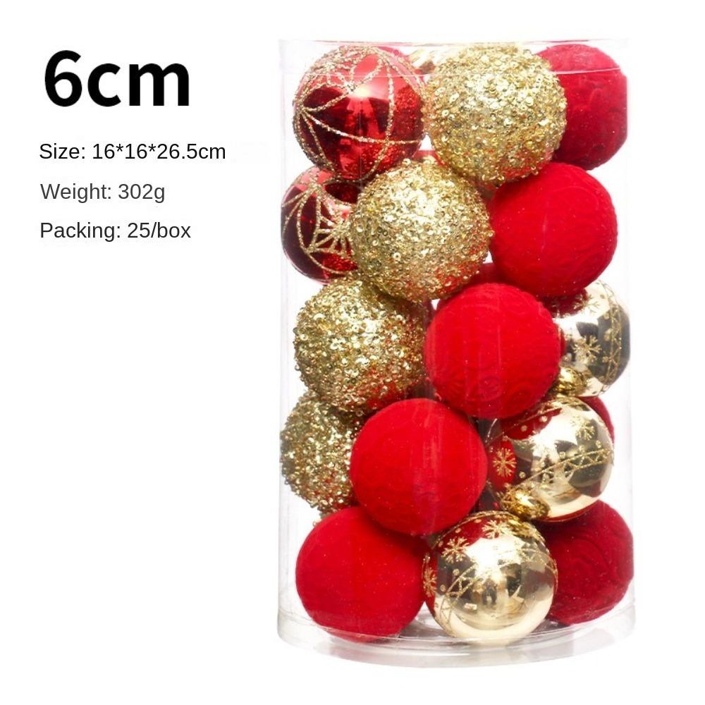 

25PCS 6CM Christmas Tree Balls Ornaments Electroplated Painted Shatterproof Baubles Decorations Plastic Decorative Colored 1.5cm