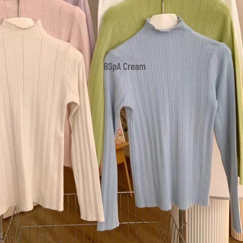 

Женский текстурированный трикотажный топ Slim-Fight с воротником-стойкой средней высоты Large синий