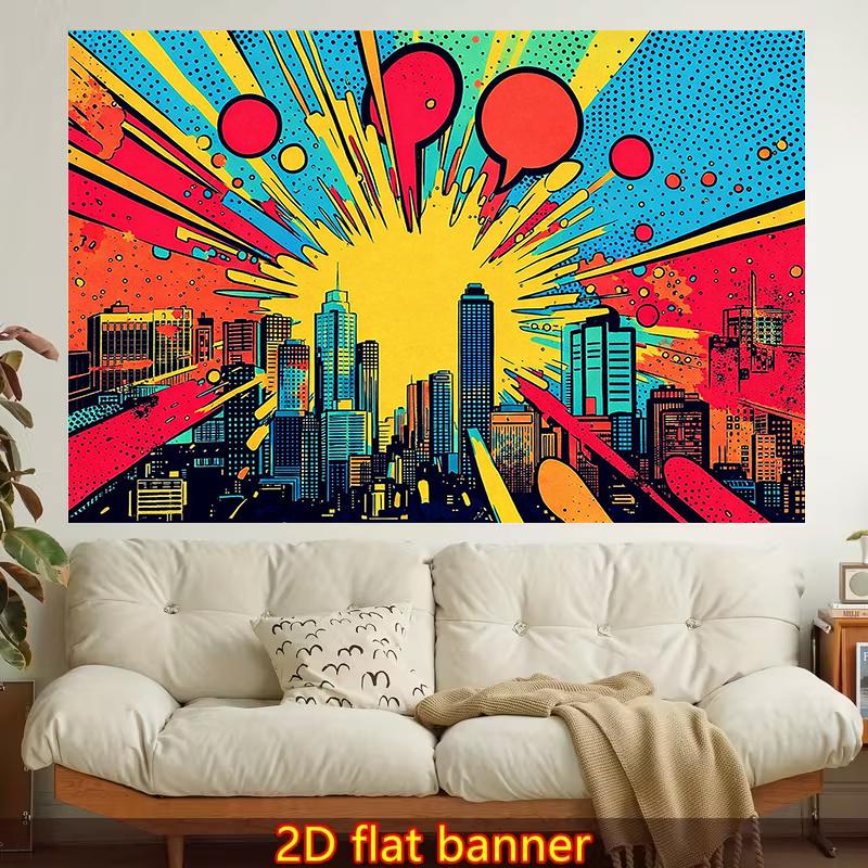1pc of Trendy 2D Flat Printed Wall Tapestry, Featuring an Urban And Colorful Comic Book Style. It Offers Vibrant Aesthetics, Perfect for Enhancing The
