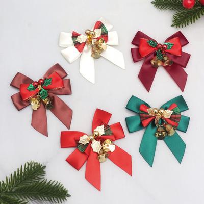 1 Holiday Party Decoration Four-ear Bow Christmas Wreath Pendant Bell Bow Pendant Decoration