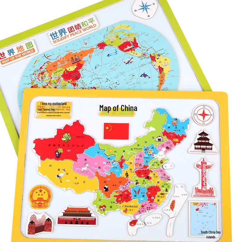 Magnetic World & China Map Puzzle for Children – Educational Geography Tool for Students