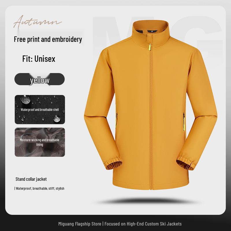 Men's Waterproof Windproof Mountaineering Jacket with Custom Logo Print - Durable Workwear for Companies and Groups