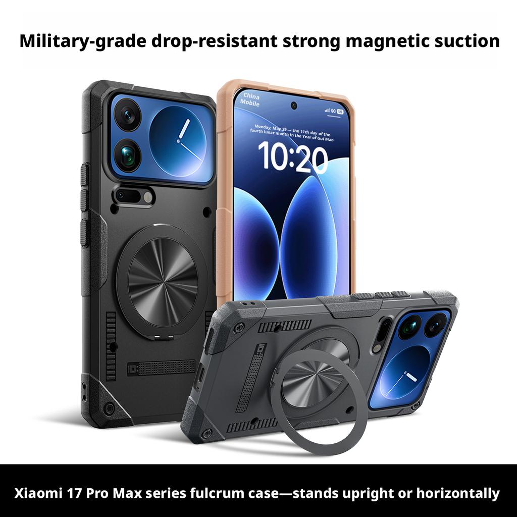 For Xiaomi Mi 17/17 Pro/17 Pro Max Case 360° Rotatable Stand Built-in Airbag Military-Grade Drop-proof Rigid Cover