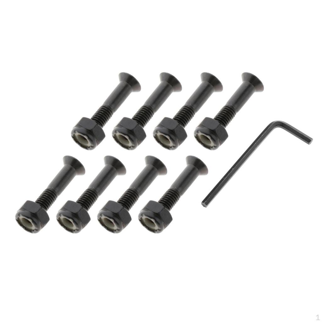 1 Set Longboard Skateboard Wheel Repair Hardware Screws with Key Wrench, 1''
