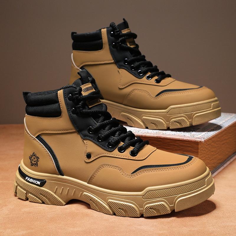 Boty pánské nové zimní pracovní boty protiskluzové a odolné proti opotřebení vysoké šněrovací boty Martin ležérní pánské boty