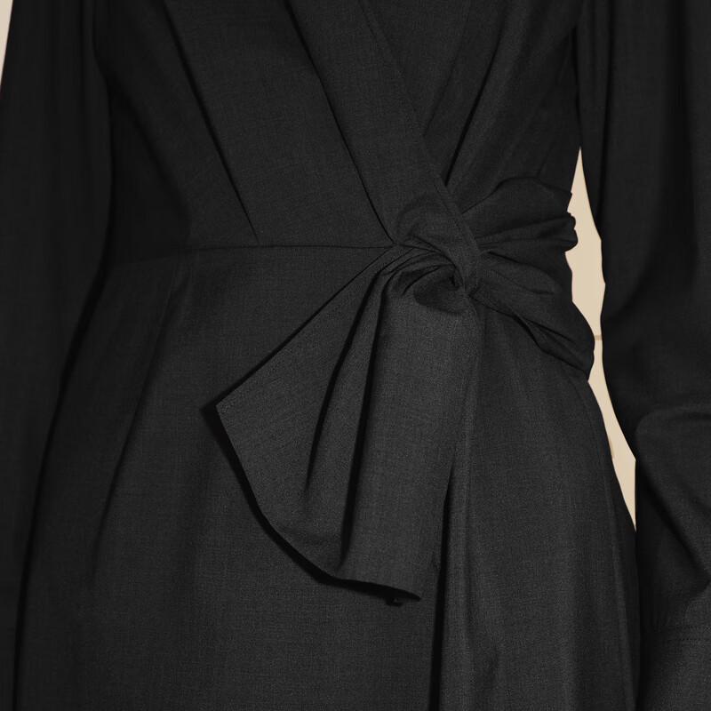 Less 2023 Spring V-Neck Slit Long Sleeve Dress