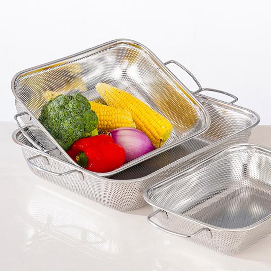 Drain Basket Pasta Strainer with Handle Large Capacity Rust-Resistant Dishwasher Safe Rice Noodle Filter Kitchen Colander