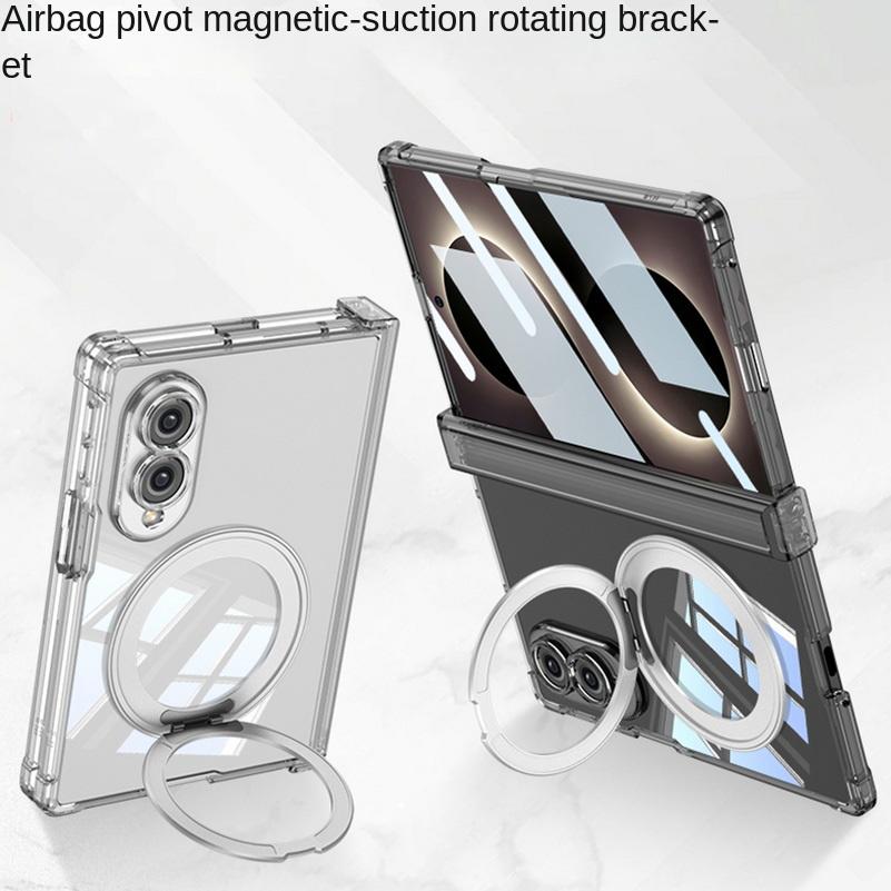 Reinforced Corner Airbags Transparent Case for Samsung Galaxy Z Fold 8 Fold8 Ultra Metal Ring Holder Glass protective film Cover