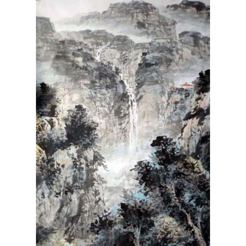 Chinese Landscape Art Poster with Free Shipping - Decorative Kraft Paper Framed Wall Painting