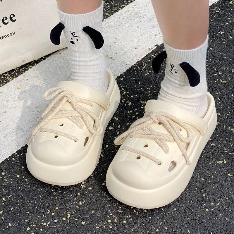 Fashion Anime Outside Round Toe Thick Shoes Cartoon Cute Height Women's Slippers and Ladies Sandals on Beach Mules Slides Pvc Unique Vip