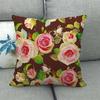 Simple floral pattern clear rose flowers Digital printing short plush pillow covers for car sofa office cushion cover home goods