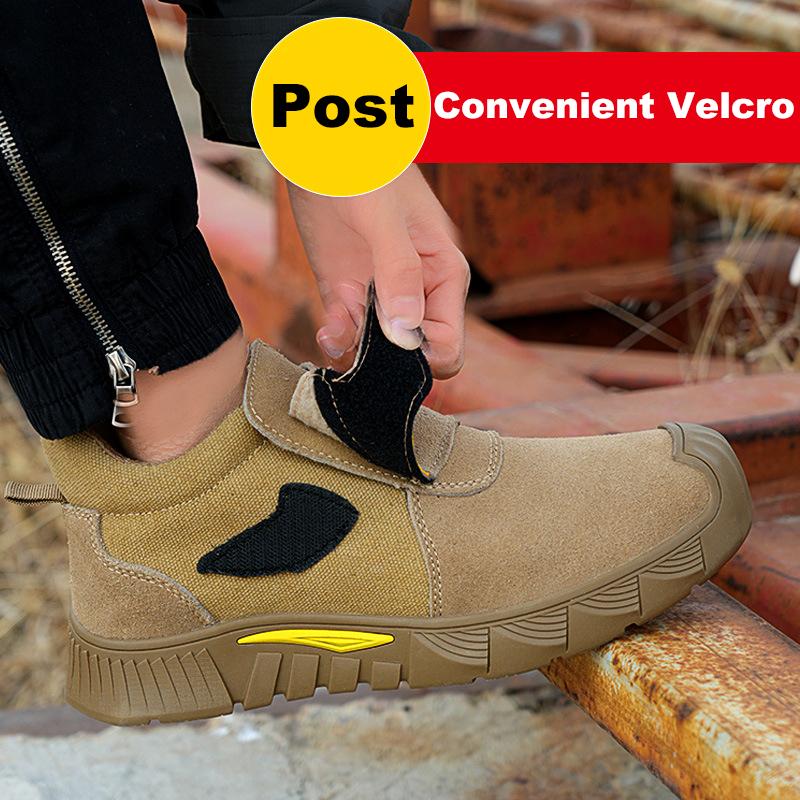 Oulylan Wear-resistant Insulated Work Shoes Male Lightweight Cowhide Protection Boots Anti Smashing Safety Shoes for Men