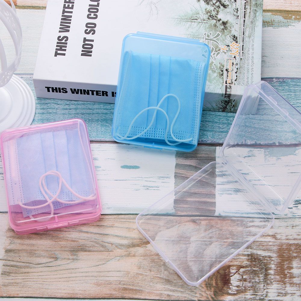 Protection Rectangle Container Portable Face Masks Dustproof Transparent Storage Box Powder Puff  Case Mask Storage Case