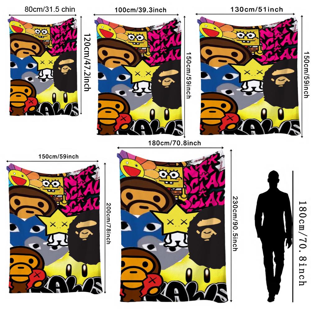 Streetwear Pop Art Collage Blanket Blanket Suitable For All Seasons Nap Blanket Machine Washable Digital Printing