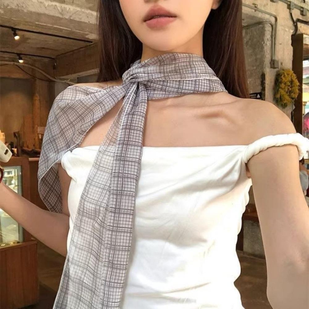 Shawl Women Long Scarf Headbands Long Ribbon Scarf Fahison Silk Bag Ribbon  Summer