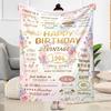 Vintage Birthday Celebration Blanket Soft Warm Cozy Perfect for Seaside Picnics Sofa All-Season Use Stylish Decor