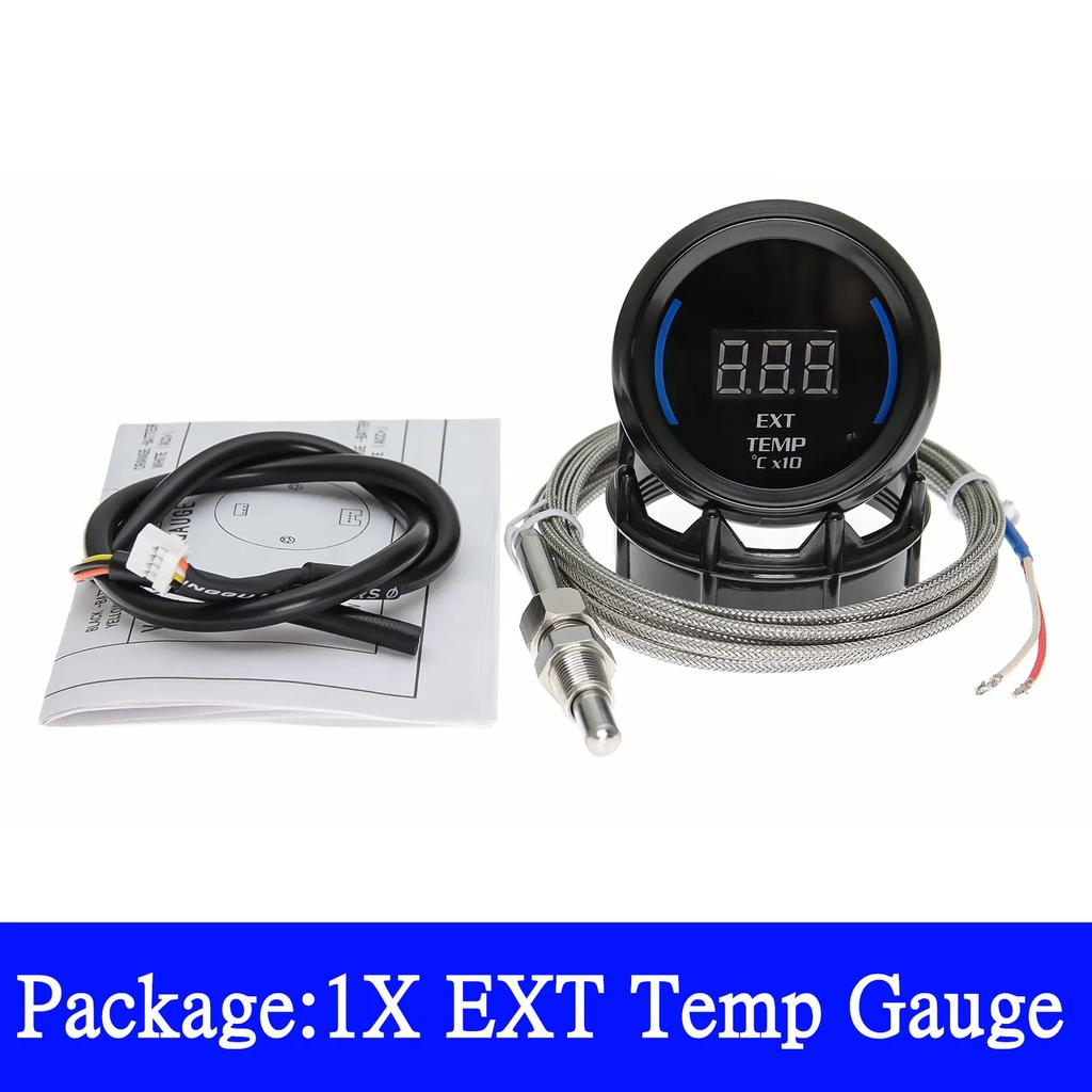 HD 2" 52mm Car Digital Turbo Boost Gauge Water Temp Oil Temp Oil Pressure Gauge Voltmeter EXT Temperature Tachometer RPM gauge