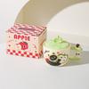 Creative Apple Cat Mug with Lid High Pretty Couple Ceramic Cup Souvenir Gift Cup for Best Friends Breakfast Cup
