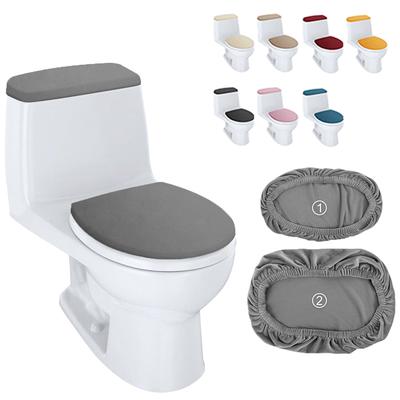 1set Soft Velvet Toilet Lid Covers Stretch Toilet Tank Lid Slipcovers Washable Toilet Cushion Home Hotel Bathroom Accessories