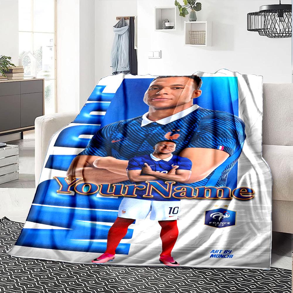 Mbappe Personalized Text Blanket Cozy Personalized Blanket Comfortable Suitable for Couch Living Room Office Chair Home Decor Ideal for All Seasons