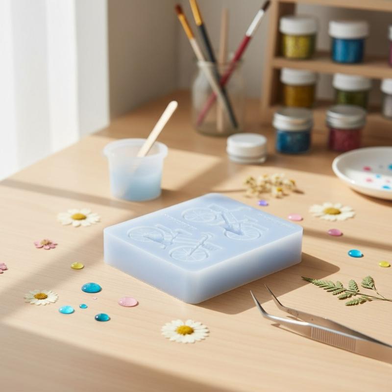 Cycling Theme Silicone Craft Mould For Handmade Jewelry Resin Art Soap Candle Creation Heat Resistant