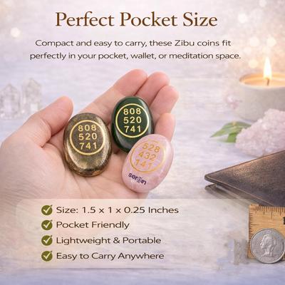 SEREIN Green Jade, Pyrite with Rose Quartz Zibu Coin Combo Set Healing Crystal Money Attracted Pocket Lucky Stone Zebu Coins For Vastu & Good Luc