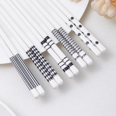 5 Pair Set Luxury Ceramic Chopstick Non-slip Anti-bacteria Mould Resistant Chopstick Anti-scalding High Temperature Resistance