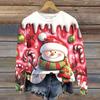 Ladies' Christmas Printed Long Sleeved Round Neck Hoodie Loose Top