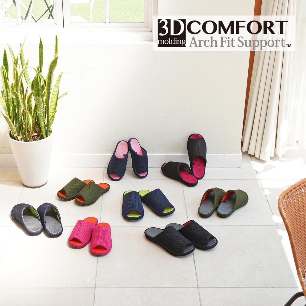 Okamura 3D Comfort Mesh Posture Comfortable Reduces Fatigue Slippers, Large, Black, NDAA8901BK, Support, Walking,