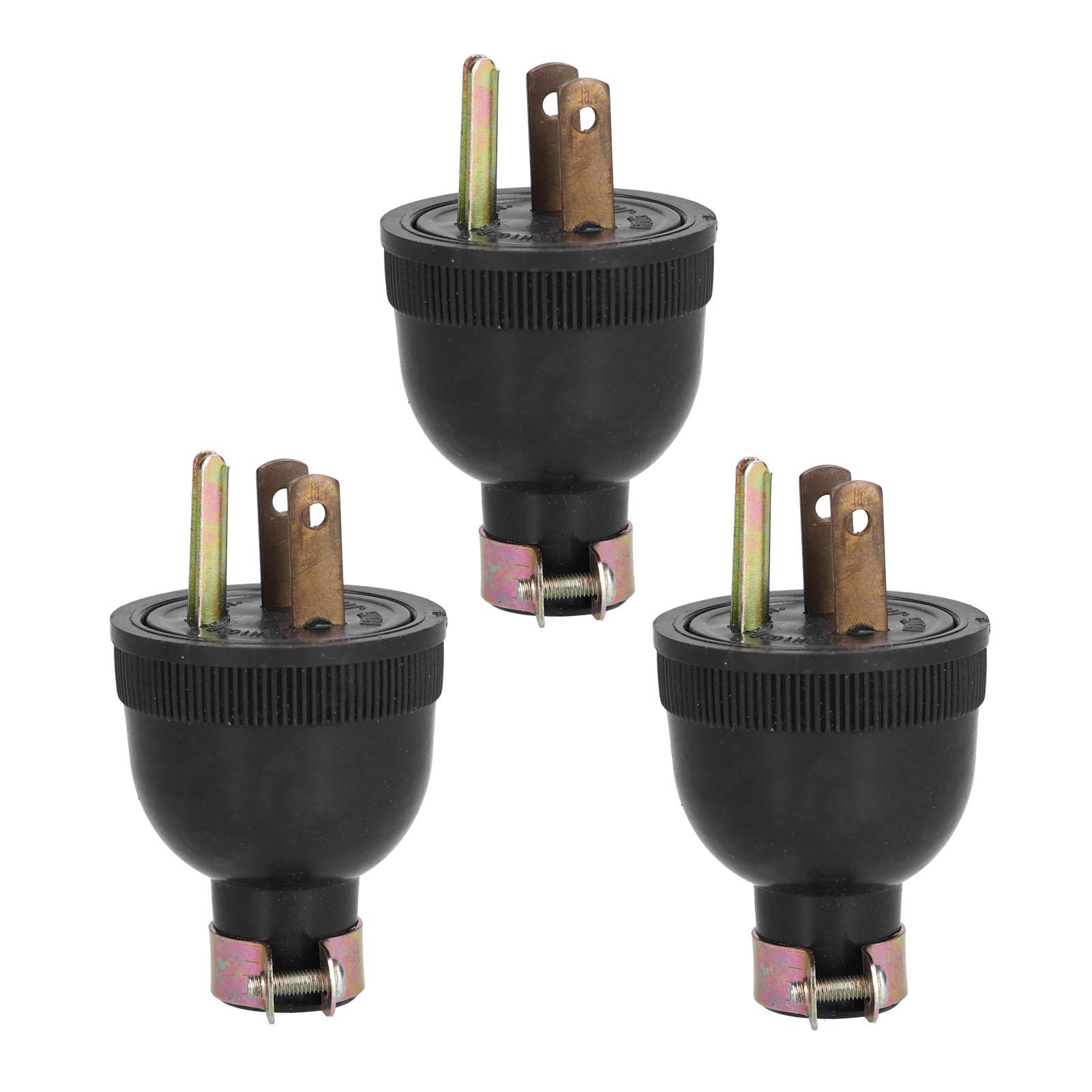

3Pcs American 3 Pole Plugs Compact Plastic Anti Loose Portable for 168f 170f US Plug 250V