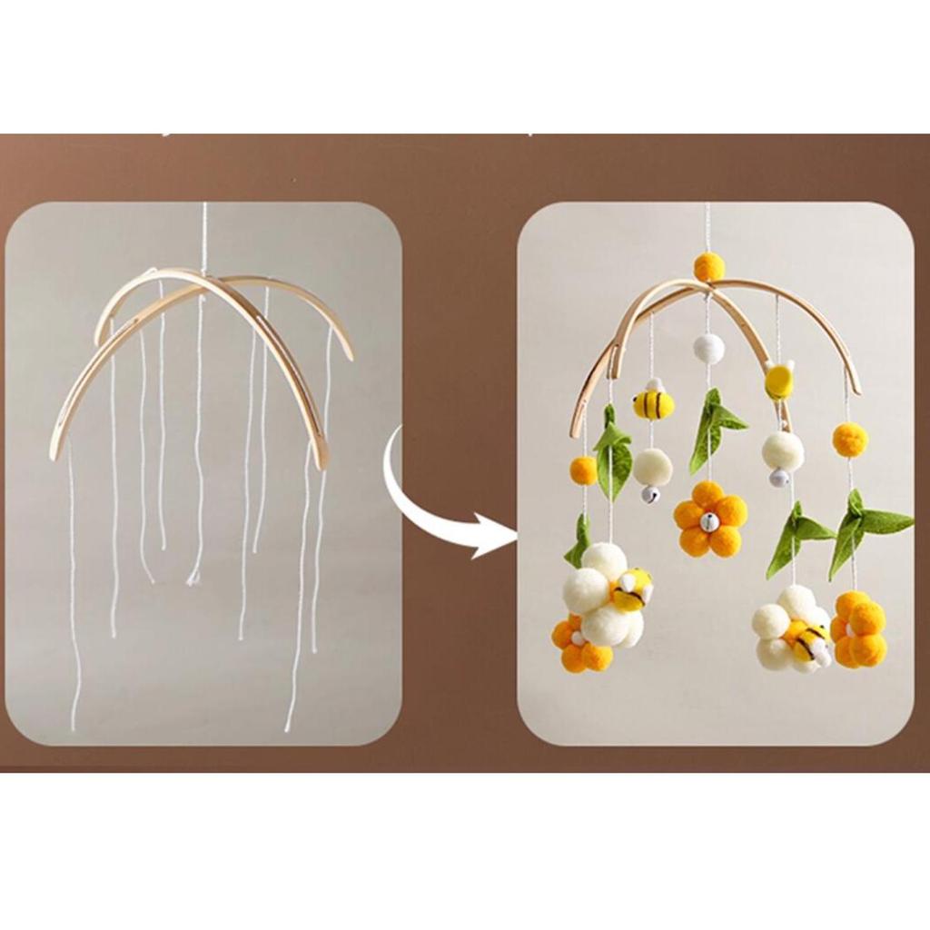 Mobile Frame Wooden Wind Chime Hanging DIY Decoration for Boys Girls Bedroom Decor
