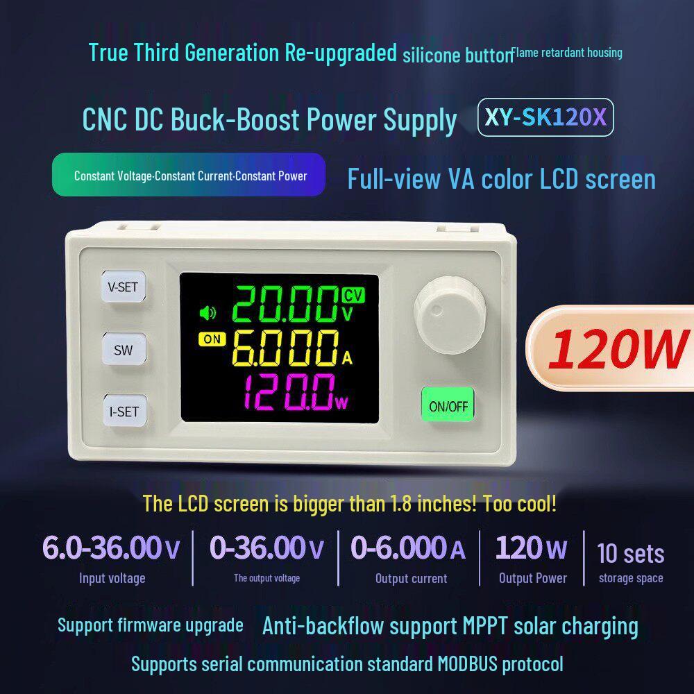 SK120X CNC Adjustable DC Step-Up/Down Power Supply 6A Module - Constant Voltage/Current & Solar Charging