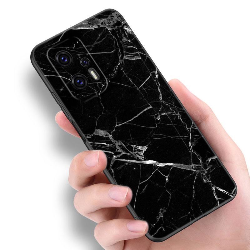 Xiaomi POCO F2 F3 M2 M3 M4 X3 X4 Pro NFC F4 GT 5G F1 X2 C3 C31 C40 M5S için Siyah ve Beyaz Mermer Telefon Kılıfı TPU Siyah Kapak