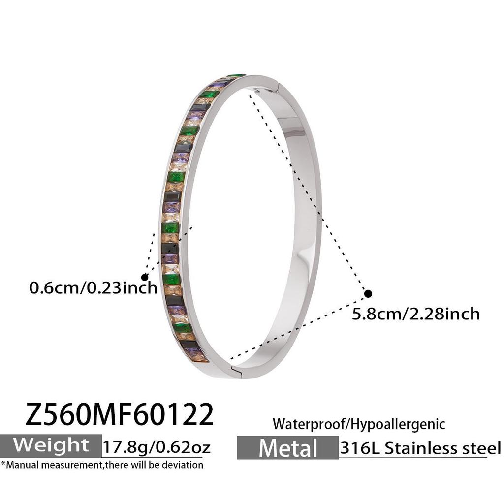 European & American Colored Zircon Bracelet - 18K Gold-Plated Stainless Steel with Unique Design & Luxury Buckle